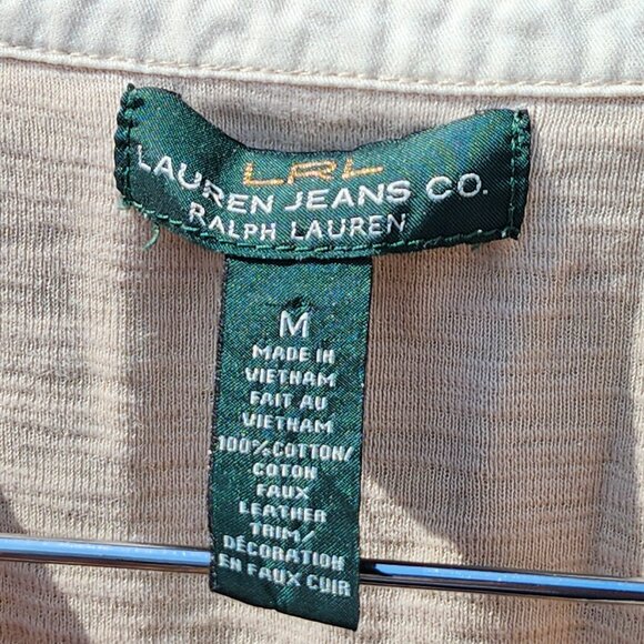 LRL Ralph Lauren Jeans Co. Cream 3/4 Sleeve Tee Henley Women's Medium - Picture 3 of 4